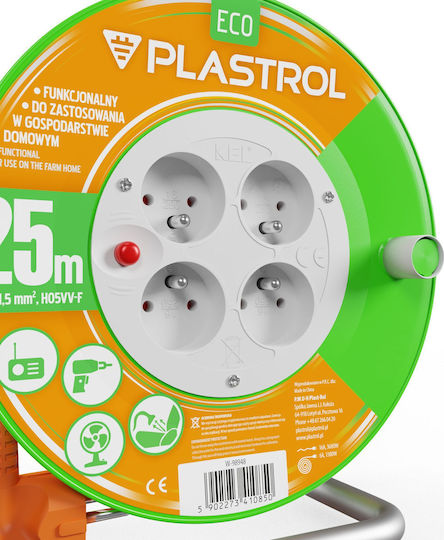 Plastrol Waterproof Extension Cable Cord 3 x 1.5mm²/25m Orange
