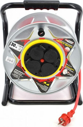 AWTools Waterproof Extension Reel Cord 3 x 2.5mm²/50m Red