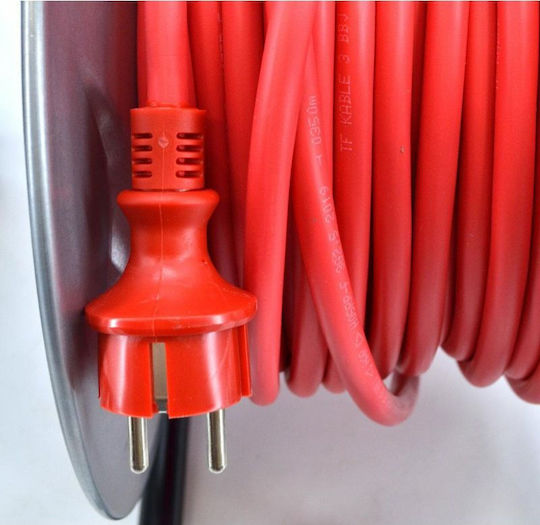 AWTools Waterproof Extension Reel Cord 3 x 1.5mm²/50m Red