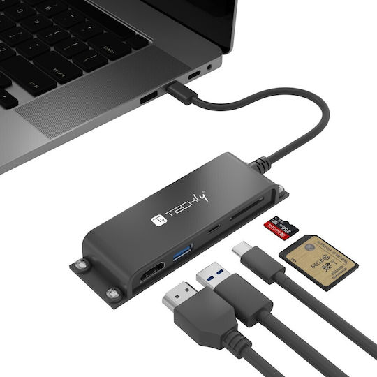Techly USB-C Docking Station with HDMI 4K Black (IADAP-USBC-935)