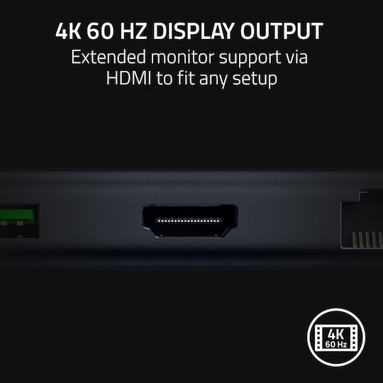 Razer USB-C Docking Station με HDMI 4K PD Ethernet Μαύρο (RC21-02250100-R3M1)