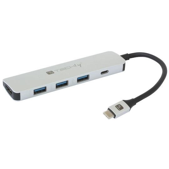 Techly USB-C Docking Station με HDMI 4K PD Ασημί (IADAP USB31-DOCK4)