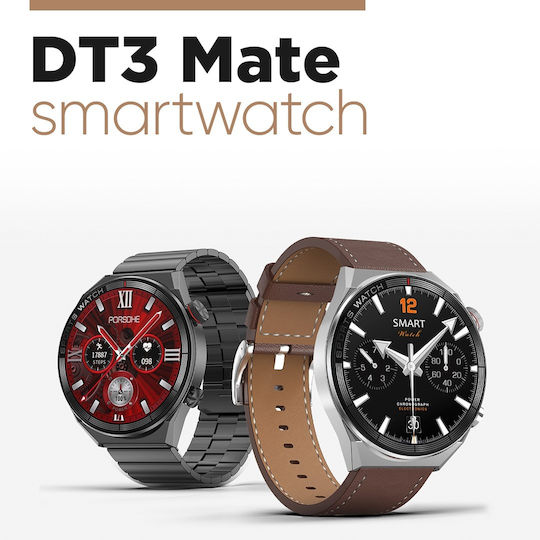 NO.1 DT3 Mate 45mm Smartwatch με Παλμογράφο (Μαύρη Κάσα / Μαύρο Λουρί Σιλικόνης)