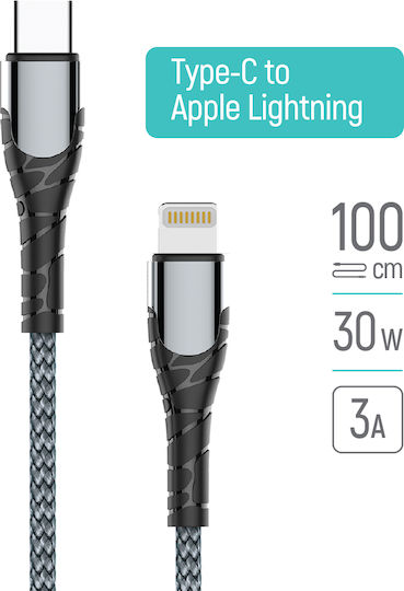 Colorway Usb-c/apple Lightning Data Cable 3a Fast Charging 1m Gray