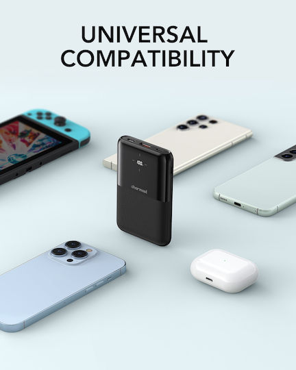 Charmast S12B Power Bank 10000mAh 20W με Θύρα USB-A και Θύρα USB-C Power Delivery Μαύρο