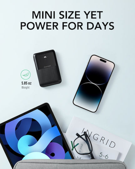 Charmast S12B Power Bank 10000mAh 20W με Θύρα USB-A και Θύρα USB-C Power Delivery Μαύρο