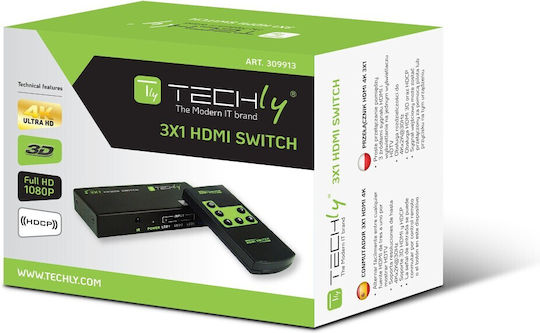 Techly HDMI 4K UHD 3D HDMI Switch IDATA-HDMI-4K31