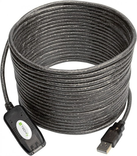 Techly USB 2.0 Кабел USB-A мъжки - USB-A женски Черен 10м 023646