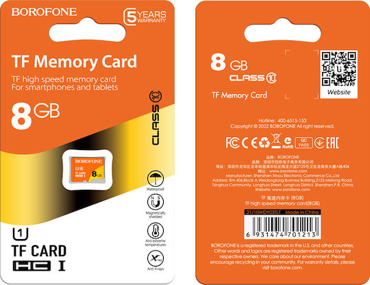 Borofone microSDHC 8GB Class 10