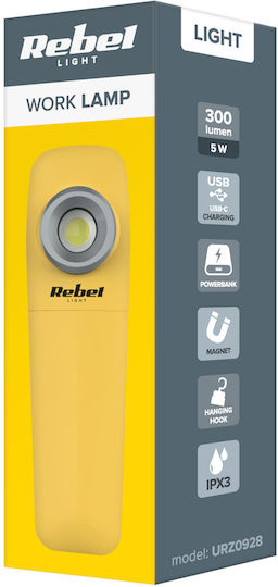 Rebel Battery Workshop Light LED IPX3 with Brightness up to 300lm