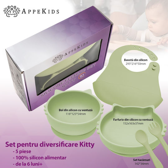 AppeKids Feeding Set made of Silicone Green 6pcs