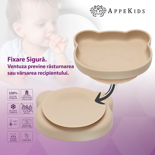 AppeKids Set Essgeschirr aus Silikon Beige 6Stück
