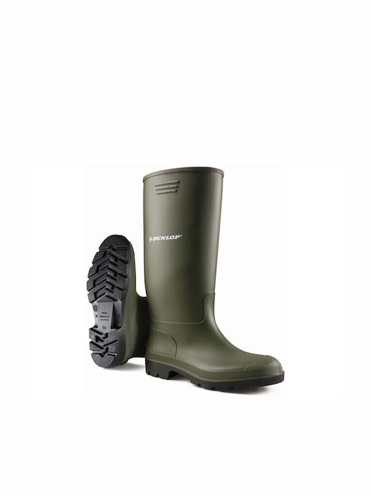 Dunlop Non-Slip Work Wellies Knee Green