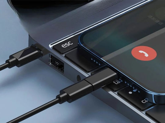 Verk Group Редовна USB към Lightning / Type-C Кабел Черен 1м