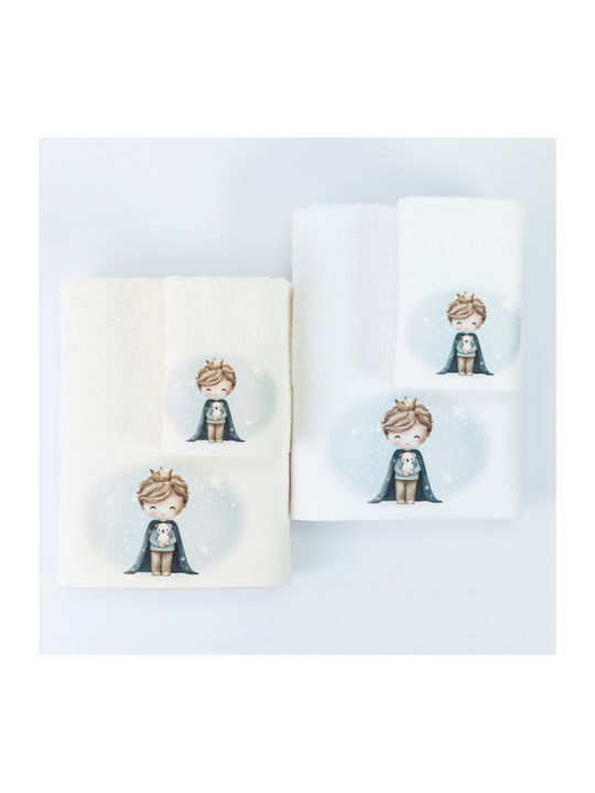 Borea Set Babyhandtücher 2 Stück White Little King 30 cmx50cm