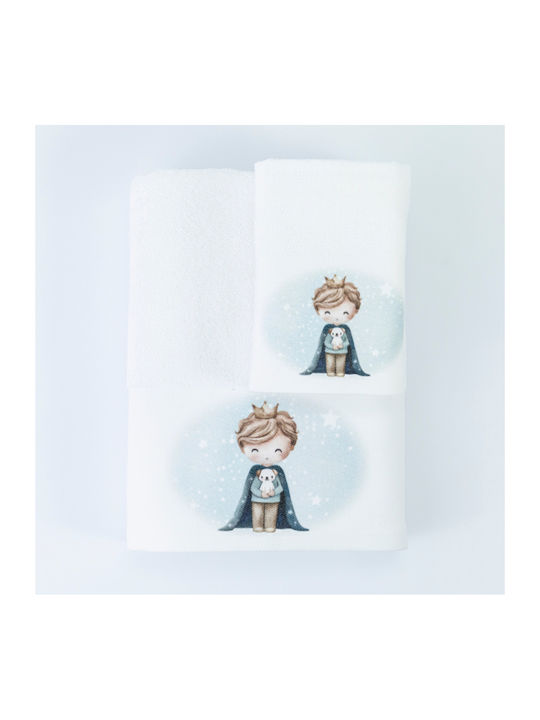 Borea Set Babyhandtücher 2 Stück White Little King 30 cmx50cm