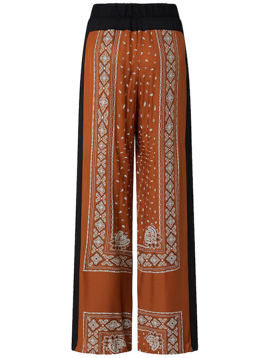 Spirito Damen Hoch tailliert Stoff Hose Schlaghose Braun