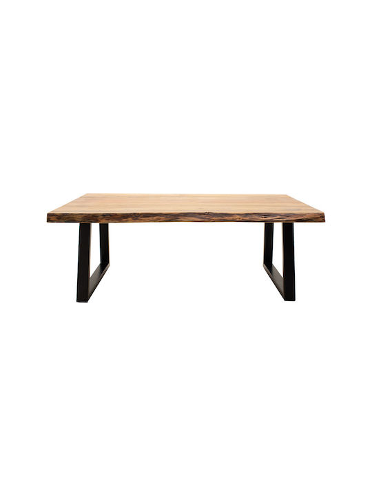 Rectangular Central Coffee Table Miles from Solid Brown Wood W115xD60xH45cm