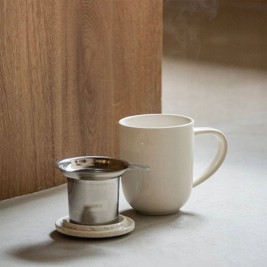 Loveramics Becher Keramik mit Deckel Beige 300ml