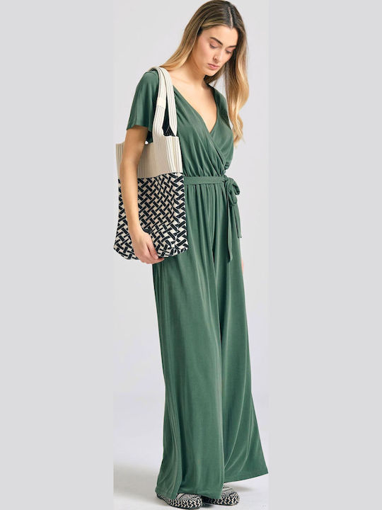 Γυναικεία Κοντομάνικη Ολόσωμη Φόρμα Forest Green