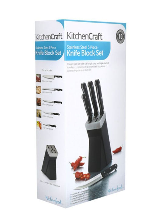 Kitchen Craft Modern Σετ Μαχαίρια με Βάση από Ανοξείδωτο Ατσάλι 5τμχ