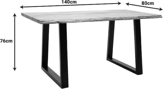 Miles Tisch Speisesaal aus Massivholz Natural Shade 140x80x76cm