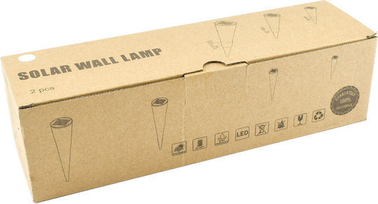 Set of 2 Wall Solar Lights Torches Cold White with Motion Sensor and Photocell IP65 27.5cmx4.5cmx21cmcm