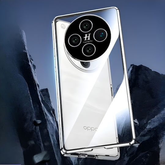 Калъф за Oppo Find X8 Pro Магнитен Двоен Стъклен Сребърен