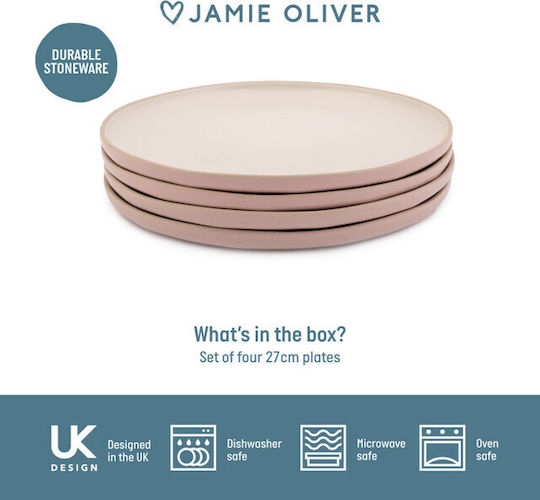 Jamie Oliver Teller Untiefe Keramik Rosa mit Durchmesser 27cm 4Stück