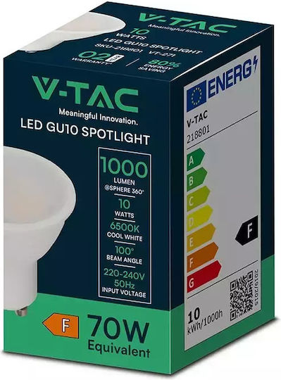 V-TAC LED-Lampe 10W für Fassung GU10 Kühles Weiß 1000lm