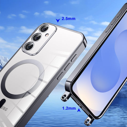 Erbord Electro Задна корица Силикон с Каишка Черен (Galaxy S25)