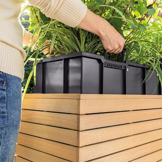 Lechuza Palo Natural Wood Low 45 Floor Planter 44x44x46cm Self-Watering Eucalyptus Natural Wood Container