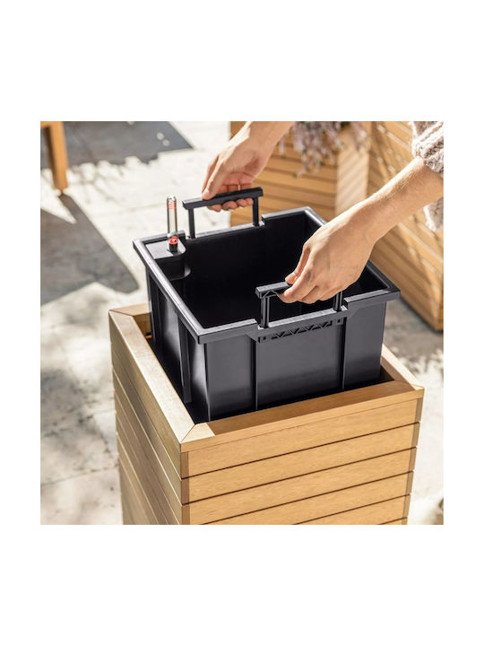 Lechuza Palo Natural Wood Low 45 Επιδαπέδια Γλάστρα 44x44x46cm Αυτοποτιζόμενη Δοχείο Φυσικό Ξύλο Ευκαλύπτου
