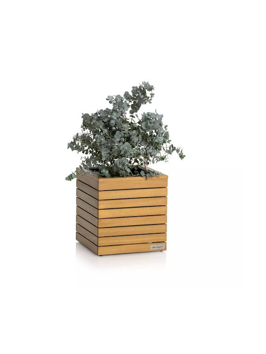 Lechuza Palo Natural Wood Low 35 Επιδαπέδια Γλάστρα 35x35x37cm Αυτοποτιζόμενη Δοχείο Φυσικό Ξύλο Ευκαλύπτου