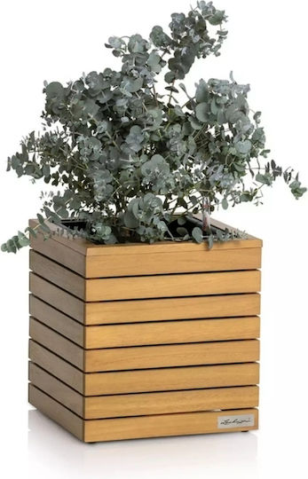 Lechuza Palo Natural Wood Low 45 Floor Planter 44x44x46cm Self-Watering Eucalyptus Natural Wood Container