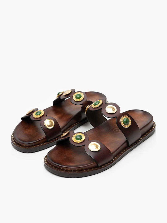 Sandale Casual Damă Din Piele Maro