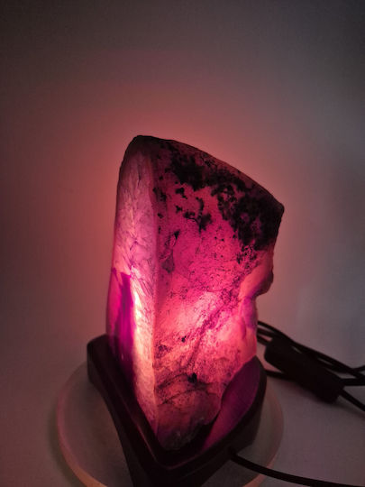 Decorative Indoor Lamp Purple Agate Wooden Base Crystal Palace