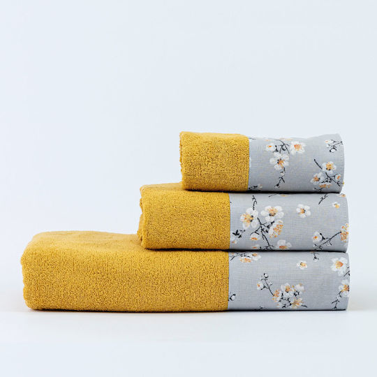 Borea Bath Towel Set 3pcs Jasmine Petrol Blue
