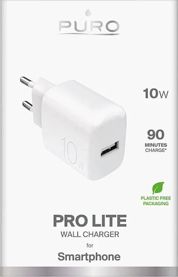 Puro Ladegerät ohne Kabel mit USB-A Anschluss 10W Weißs (Prolite)