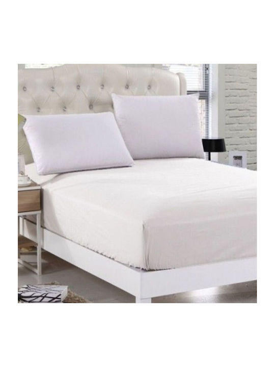 Pucioasa Cearșaf King Size cu Elastic 180x200+25cm. Alb