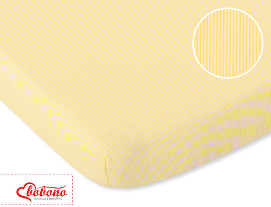 Bobono Baby Sheet Crib Cotton yellow stripes Yellow 60x120cm