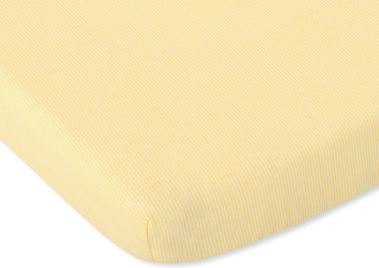Bobono Baby Sheet Crib Cotton yellow stripes Yellow 60x120cm