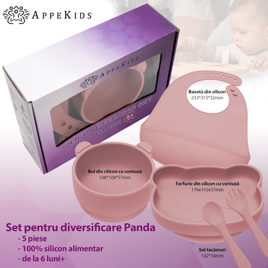 AppeKids Σετ Φαγητού από Σιλικόνη Ροζ 6τμχ