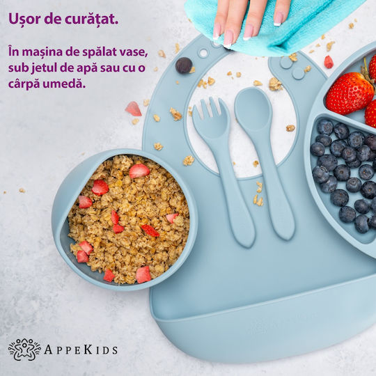 AppeKids Set de hrănire din Silicon Turcoaz 6buc