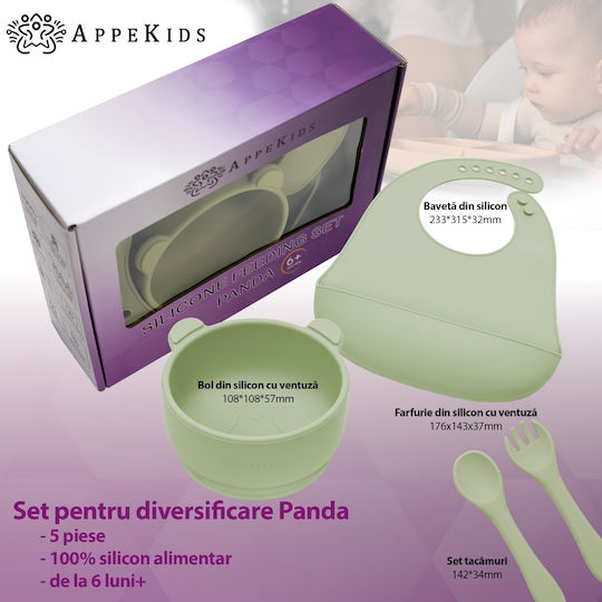AppeKids Feeding Set made of Silicone Green 5pcs
