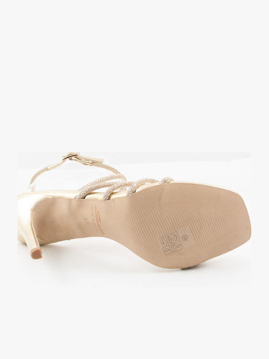 Leder Sandalen mit Strass Gold