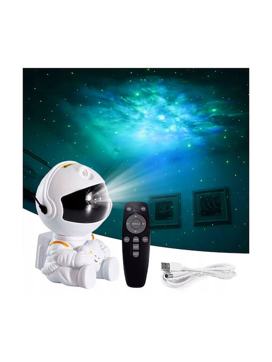 Led Περιστρεφόμενο Παιδικό Φωτιστικό Projector με Προβολή Αστεριών Λευκό 22.8x12x11.3εκ.