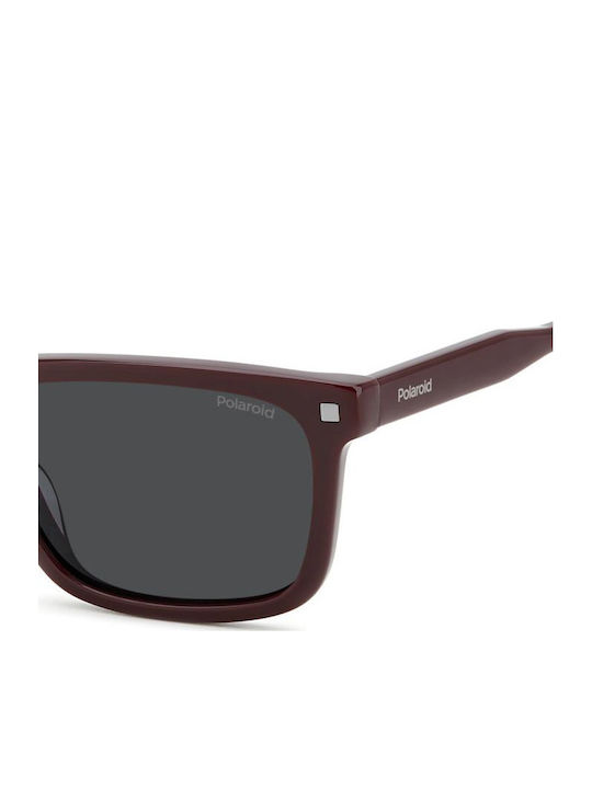 Polaroid Unisex Sunglasses with Burgundy Plastic Frame and Gray Polarized Lens PLD4174/S/X LHF/M9