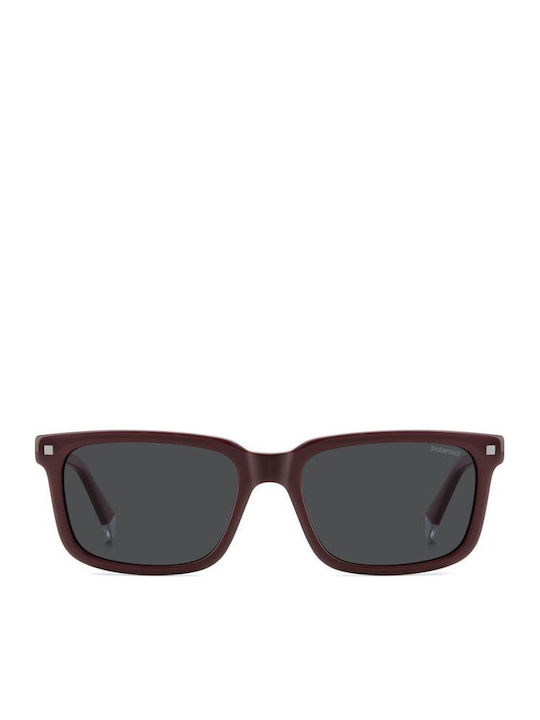 Polaroid Unisex Sunglasses with Burgundy Plastic Frame and Gray Polarized Lens PLD4174/S/X LHF/M9
