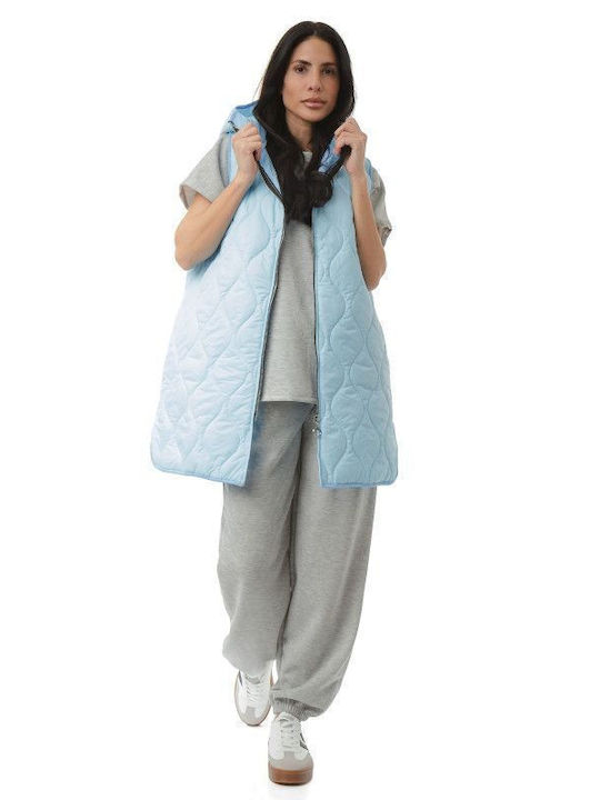 Women's Long Puffer Jacket for Winter Blue